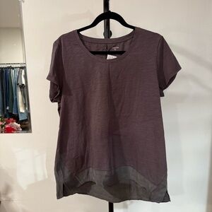 Garnet Hill Short Sleeve V-Neck Taupe Tee (XL)